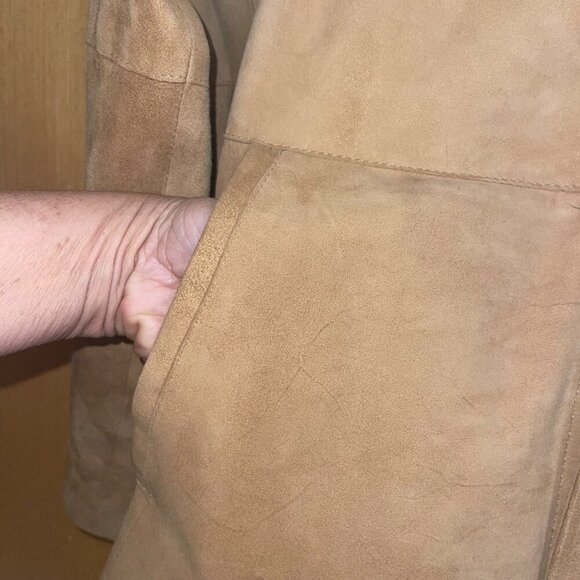 Jose Luis Mens Jacket Size 42 Tan Soft Suede Shacket Luxurious Side Slits - Picture 8 of 9